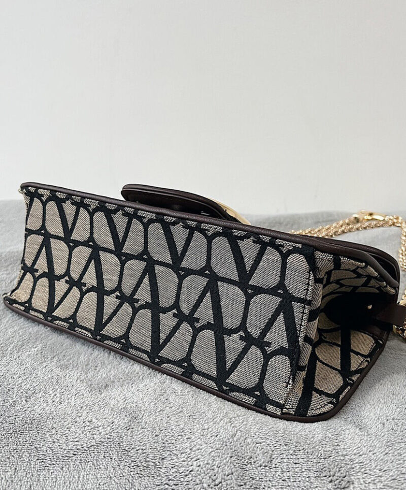 Valentino Loco Toile Iconographe Shoulder Bag Dark Coffee